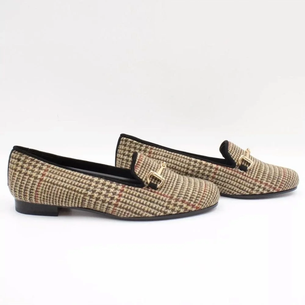 Ambrogio Dellamoda Horsebit Loafers in Rose‎ Houndstooth Size US 10